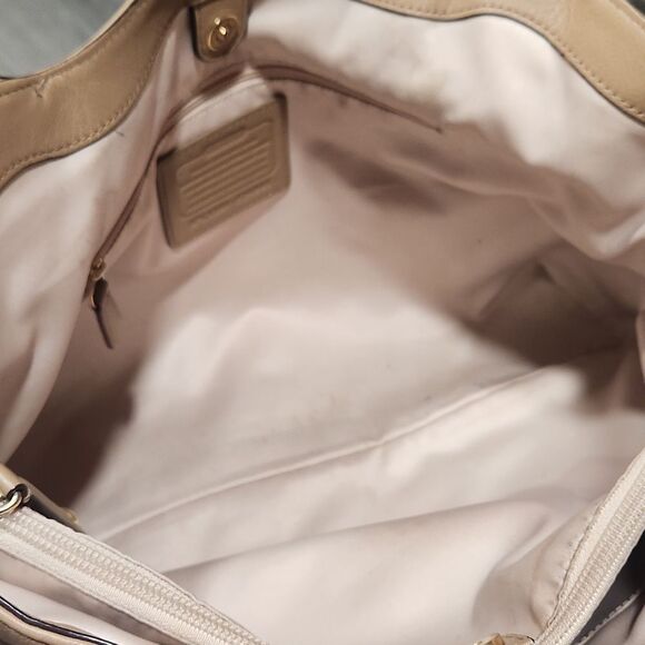 Coach Taupe Campbell Leather Belle Carryall Satchel Bag - Picture 11 of 16